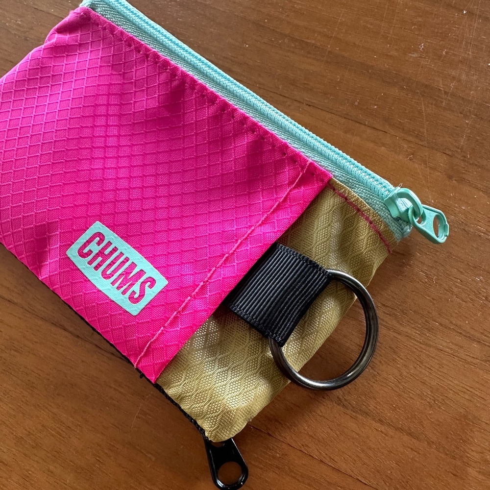 Chums Surfshorts Wallet - Pink Tan Aqua colorway
